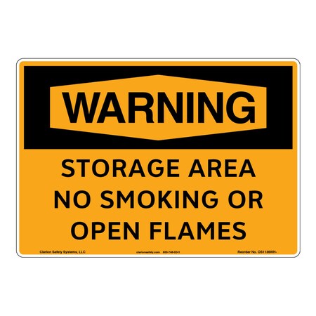 OSHA Compliant Warning/Storage Area Safety Signs Indoor/Outdoor Plastic (BJ) 14 X 10